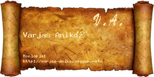 Varjas Anikó névjegykártya